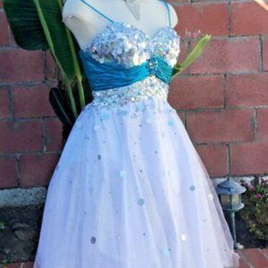 LET'S FASHION Short Dress Sweetheart Sequin Ball Gown Cutout Evening Prom S